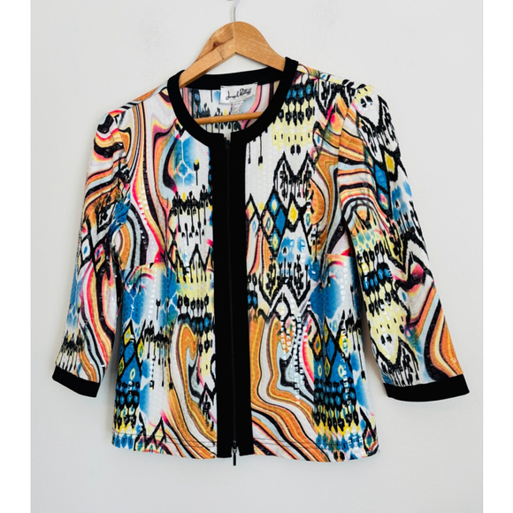 Joseph Ribkoff Ikat Geometric Jacket Size 10 Multicolor - Picture 8 of 8